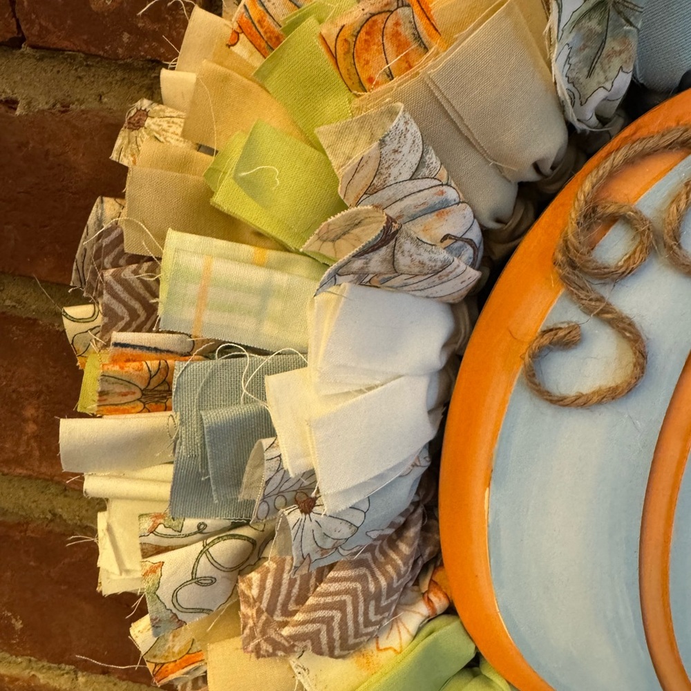 Fall Pumpkin Rag Wreath - Picture 3 of 6